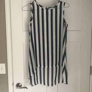 Navy and White Striped Sheer blouse